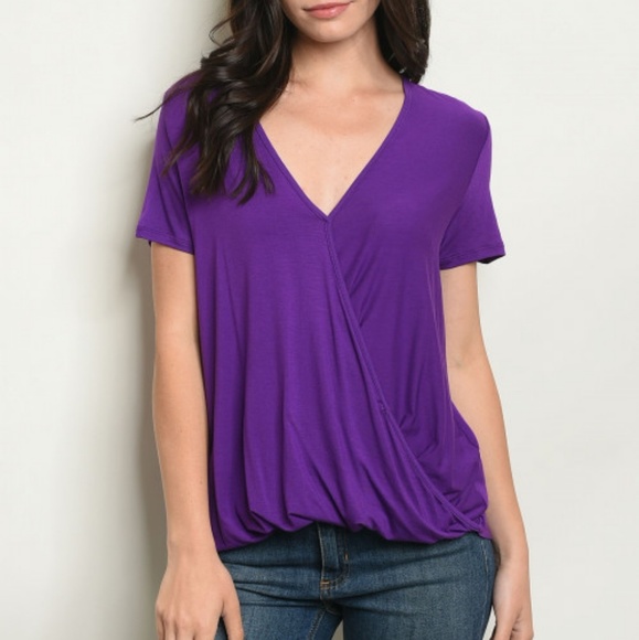 Purple surplice high-low top - Picture 2 of 3